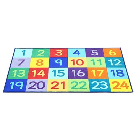 Colourful rug with a numbers design