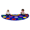 Semi-circular rug with colourful spots design