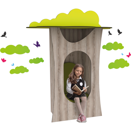 Tree-shaped den for libraries and classrooms