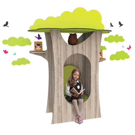 Tree-shaped den for libraries and classrooms