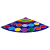 Quarter circle rug with colourful spots