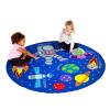 Colourful circular rug with a space design